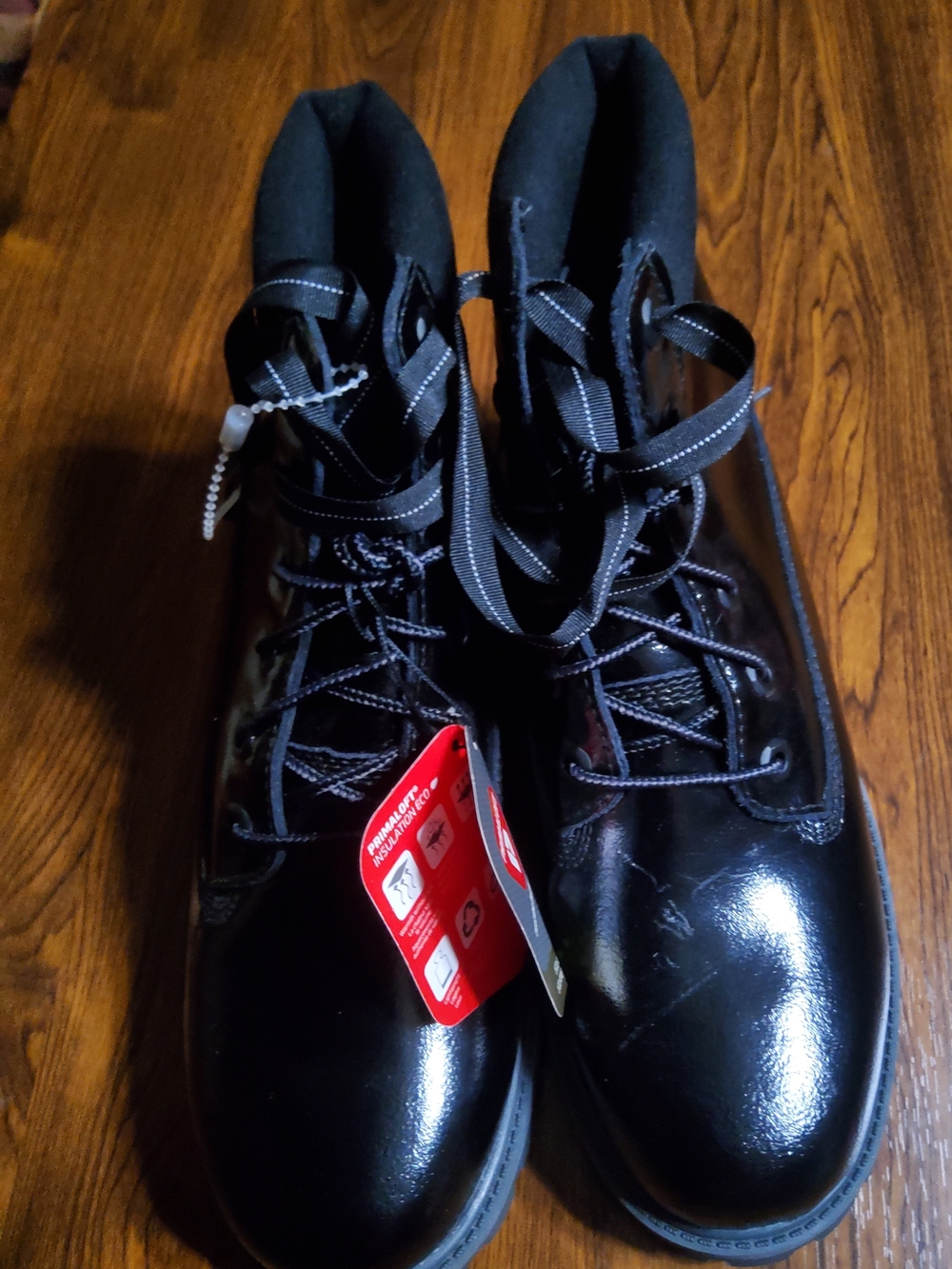 Timberland 6-Inch Premium Waterproof Patent Leather Black Lace-Up Boots M/7;W/9